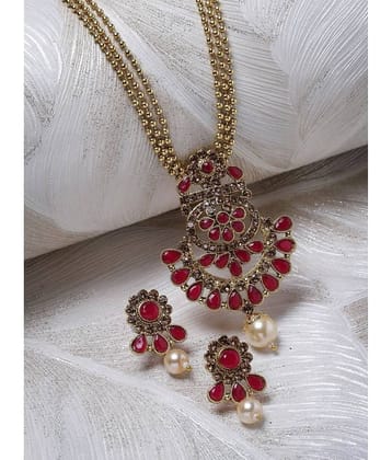Sukkhi Maroon Alloy Necklace Set ( Pack of 1 )