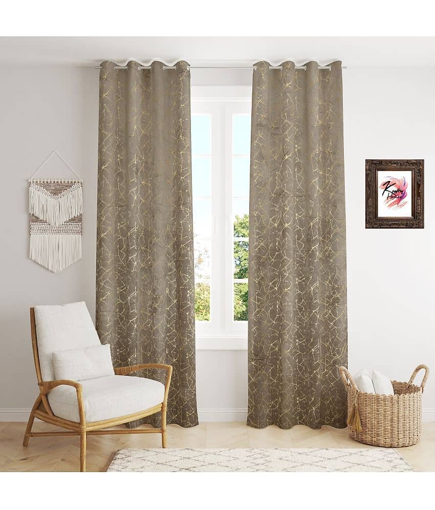 Kraftiq Homes Abstract Room Darkening Eyelet Curtain 9 ft ( Pack of 2 ) - Dark Grey