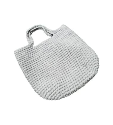 Stylish Handmade Crochet Handbag - Durable Light Gray Yarn Stylish Handmade Crochet Handbag - Durable Light Gray Yarn