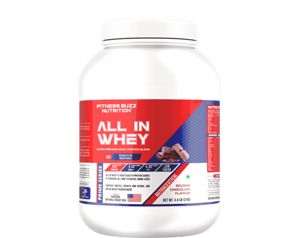 Fitness Buzz Nutrition I Prime Series I All in Whey with Added Digestive Enzymes I 20G Protein Per Serving I 4.3 BCAA Per Serving I 5.3G EAA Per Serving I Low Sugar I Nutraceutical I Veg I Belgian Chocolate I 2 KG