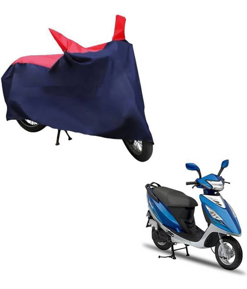 AutoRetail Dust Proof Two Wheeler Polyster Cover for TVS Streak (Mirror Pocket, Red and Blue Color)