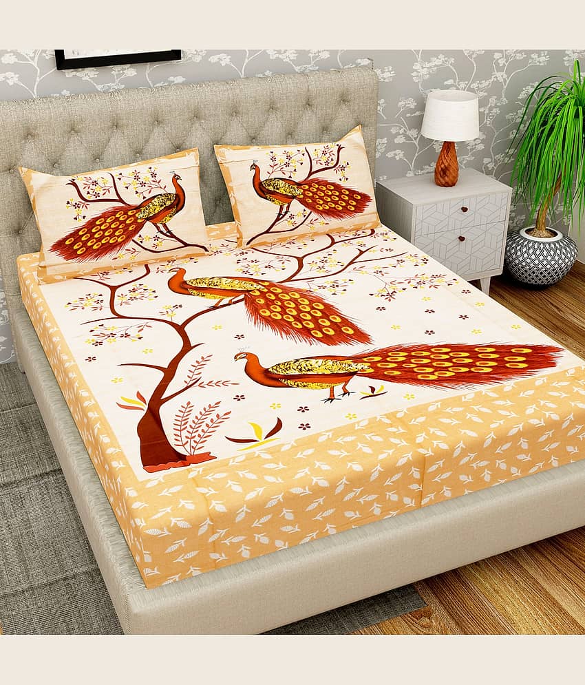 Cosito Cotton 1 Double Bedsheet with 2 Pillow Covers ( Multicolor )
