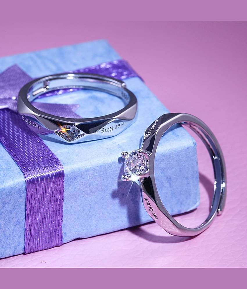 Thrillz Silver Couple Ring ( Pack of 2 )