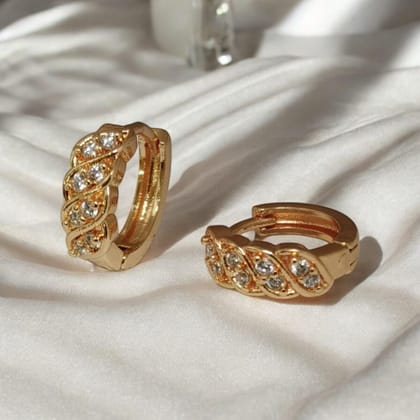 Gold Earrings with White Stones Gold Earrings with White Stones
