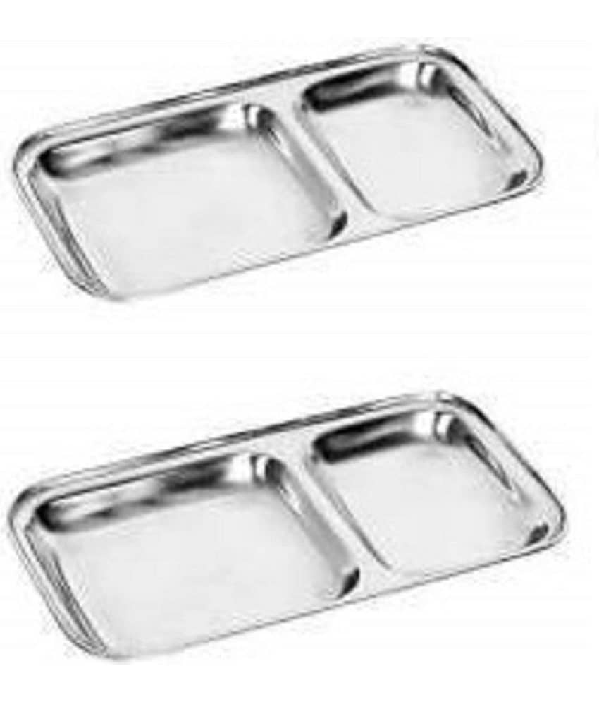 Dynore 2 Pcs Stainless Steel Silver Partition Plate