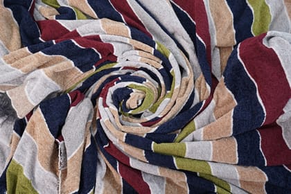 Multicolor Velvet Stripe Double Bedsheet