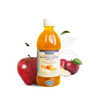 Keeros Apple Cider Vinegar With Mother Vinegar, 100% Natural, Raw, Unfiltered, Unpasteurized, 500 ml Keeros Apple Cider Vinegar With Mother Vinegar, 100% Natural, Raw, Unfiltered, Unpasteurized, 500 ml