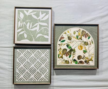 Modern Crystal Painting set of 3 Style 80-Acrylic | Gloss Finish / 16 x 16 | 16 x 16 | 20 x 20