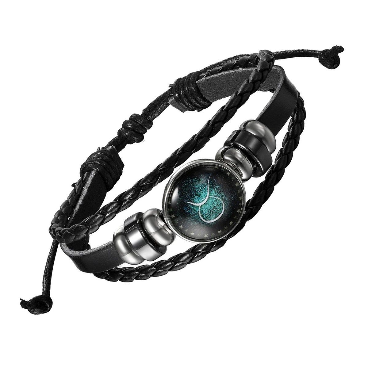 Taurus Constellation Zodiac Star Sign Leather Wrist Band Bracelet
