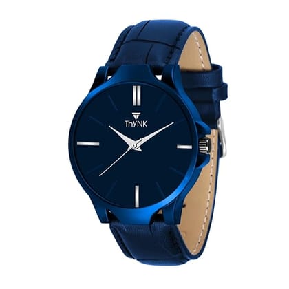 Thynk Analog Blue Dial Men's Watch with Round Case & Leather Strap |Classic & Minimalist Look
