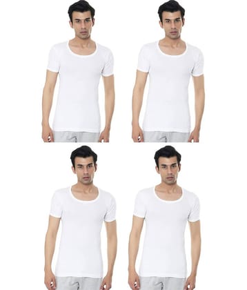 VIP Pack of 4 Cotton Basic Vest For Men ( White )