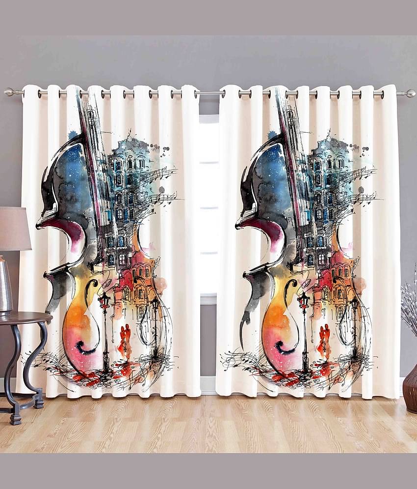 B7 CREATIONS - Multicolor Pack of 1 Polyester Window Curtain (4 ft X 5 ft)