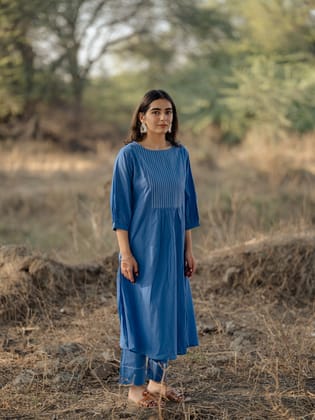 Deep sky kurta set-S