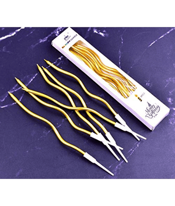 Jolly Party  Twisty Birthday Golden Candles, Spiral Cake Candles, Metallic Cake Cupcake Birthday Candles, Baby Shower, Wedding Party and Cake Decoration-Silver, Pack of 6