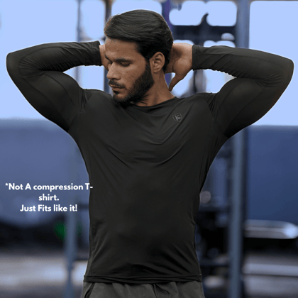 GlideArmour Muscle Fit Full Sleeve T-shirt Black-Medium