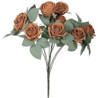 De Gardenia Artificial Rose Flowers Bunch 9 Flower Heads 10 x 17.5 Inches Home Decor  Office Decor  Perfect for Gifting (1 Brown)