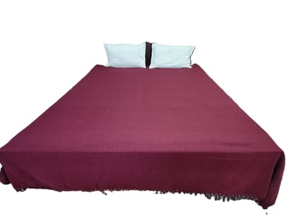 Dhaga Vishwas Ka Handloom Cotton Double Bedsheet with Pillow Covers Maroon