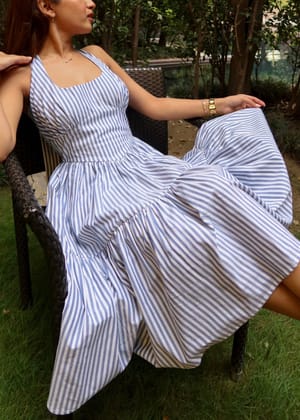 Striped Yacht Dress-XXS
