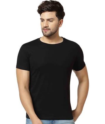 LONDON HILLS Pack of 1 Cotton Blend Regular Fit Men's T-Shirt ( Black )