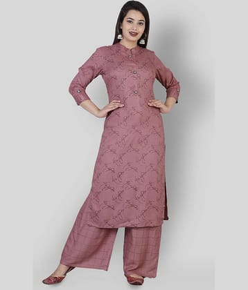 JC4U - Mauve Straight Rayon Women's Stitched Salwar Suit ( Pack of 1 )