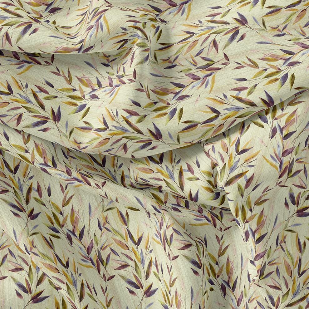 Painted Leaves Allover Digital Printed Fabric  - Pure Cotton-Pure / Pure Cotton / 108 CM | 42 Inch