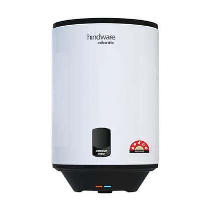 Hindware Smart Appliances | Amour Neo 15L | 2Kw | Glasslined Coated Tank | 5-Star Rating And Temperature Control Knob |Storage Water Heater (Geyser) White & Black Hindware Smart Appliances | Amour Neo 15L | 2Kw | Glasslined Coated Tank | 5-Star Rating An