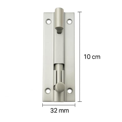 Marble Tower Bolt with 6 Screws (Set of 2) | 4-Inch Stainless Steel Tower Bolt | Heavy-Duty L-Shape Stopper | Hook-Style Slide Lock | Matt Finish | Door & Window Fitting Hardware
