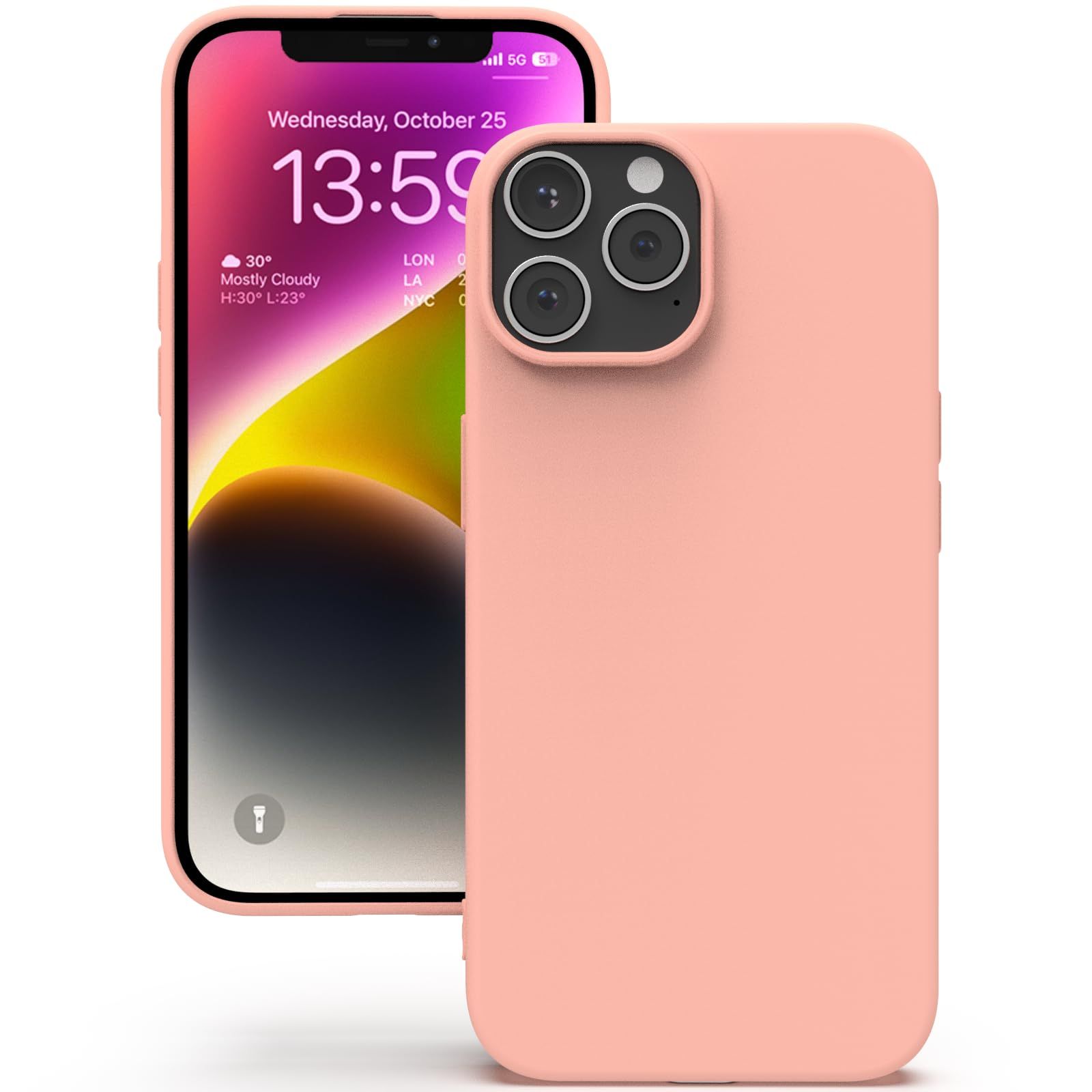 YATWIN Silicone Back Case for iPhone 13 Pro, Soft-Touch Phone Back Cover for Apple iPhone 13 Pro - Pink YATWIN Silicone Back Case for iPhone 13 Pro, Soft-Touch Phone Back Cover for Apple iPhone 13 Pro - Pink - Pink / iPhone 13 Pro