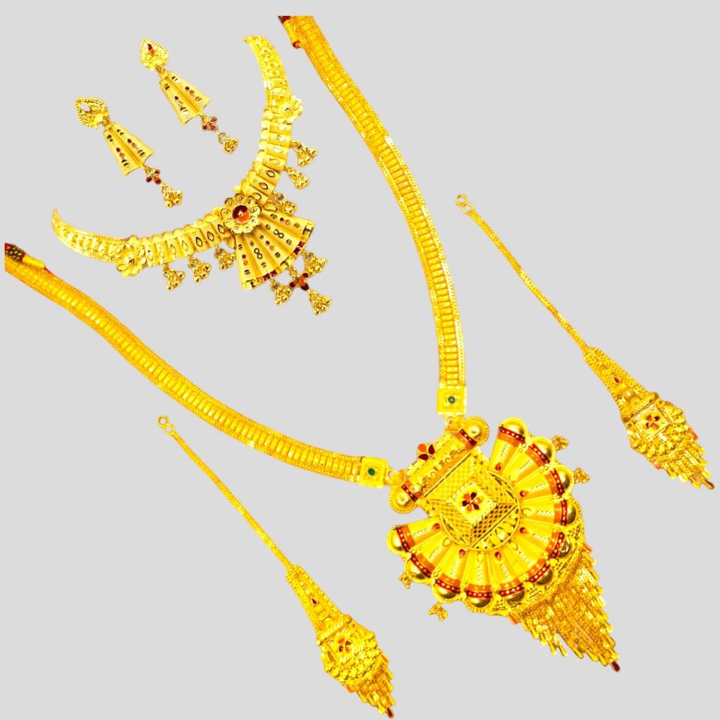 Trendy Gold-Plated Necklace Combo Set with Choker, Long Necklace, and Earrings