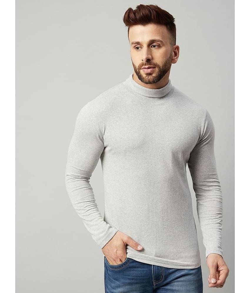 Gritstones Pack of 1 Cotton Blend Regular Fit Men's T-Shirt ( Grey Melange )