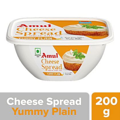 Amul Processed Cheese Spread - Yummy Plain, Made from 100% Pure Milk, 200 g Tub