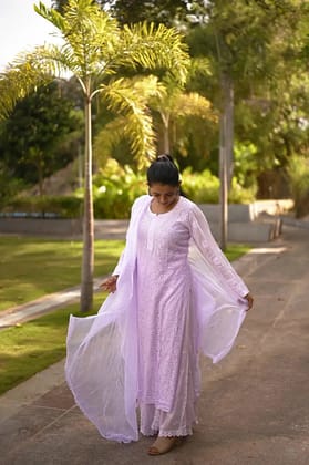 Viscose Plazzo Set - Lilac-Lilac / Viscose / S
