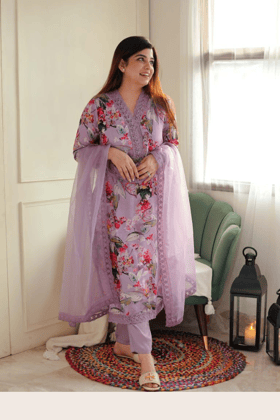 Multi colour Georgette kurti set with dupatta-M-38