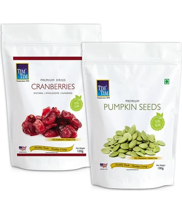 Tim Tim Combo Pack Premium Cranberries, Pumpkin Seeds 100g x 2 | Dry Fruits
