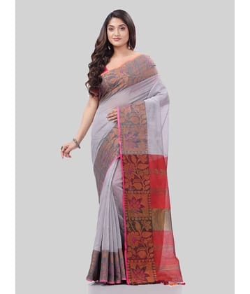Desh Bidesh Cotton Silk Embellished Saree With Unstitched Blouse Piece ( Grey )