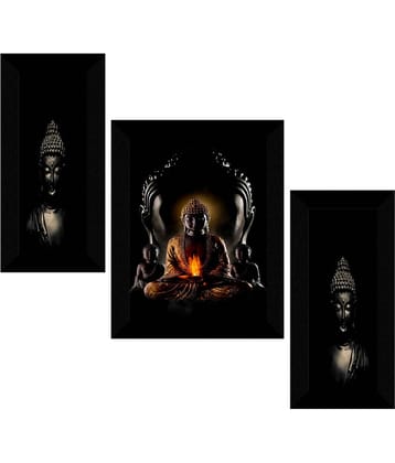 Saf Lord Gautam Buddha Ji Religious Wall Hanging Painting With Frame