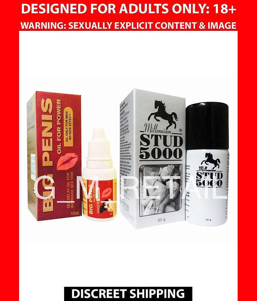 Big Penîs Power Massage Oil & Stud Spray For Men Oil 2 no.s Pack of 2