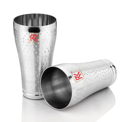 RK Stainless Steel Jumbo Lassi Glass| Premium Shower Design| Raindrop Series| Drinkware & Serveware for Lassi, Milk, and Water, Set of 02pc (700Ml)