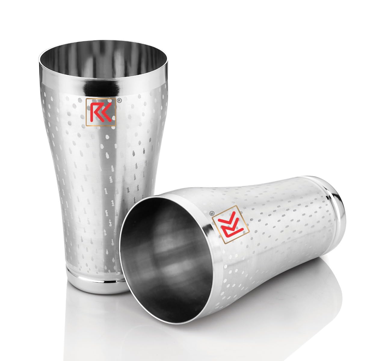 RK Stainless Steel Jumbo Lassi Glass| Premium Shower Design| Raindrop Series| Drinkware & Serveware for Lassi, Milk, and Water, Set of 02pc (700Ml)