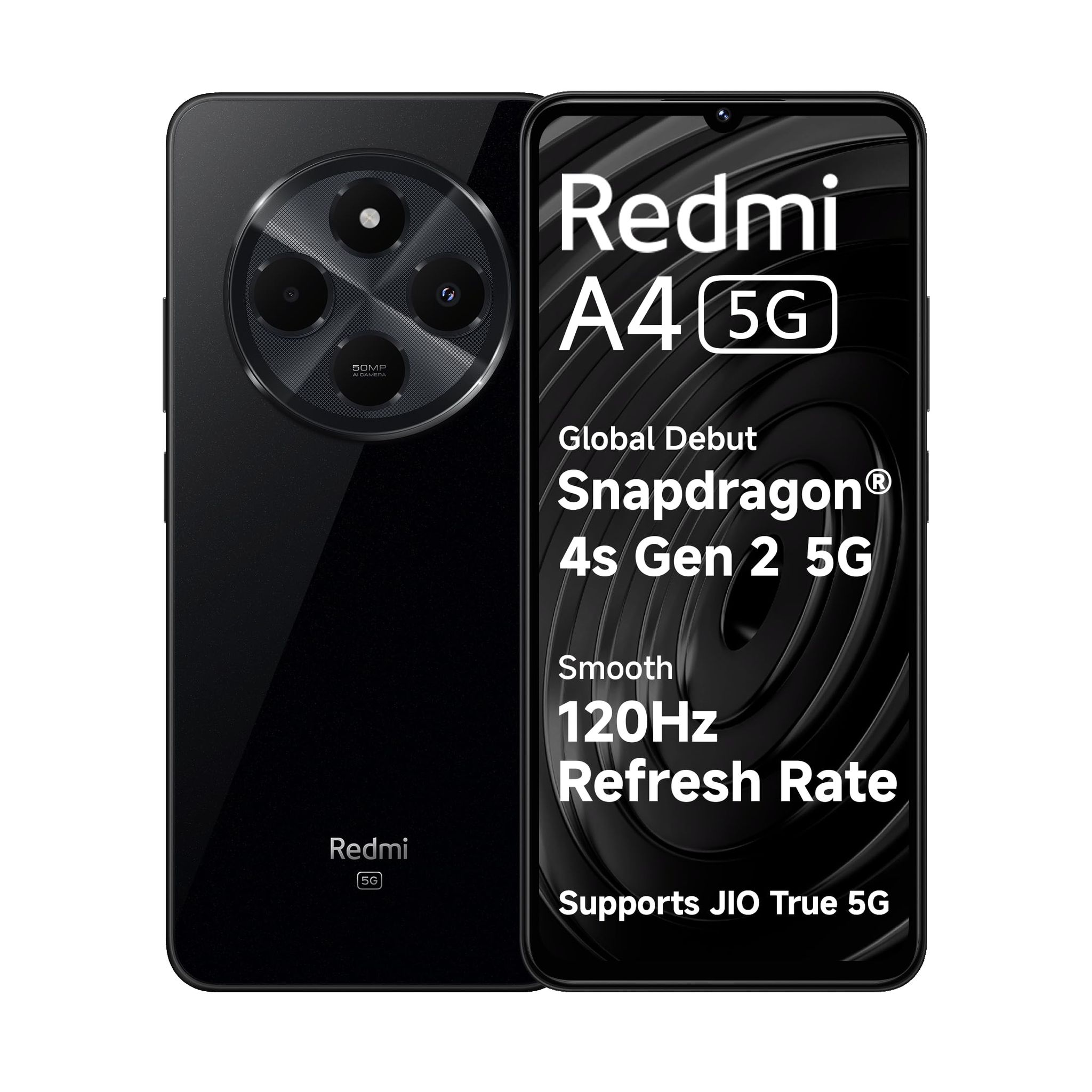 Redmi A4 5G (Starry Black, 4GB RAM, 128GB Storage) | Segment Largest 6.88in 120Hz | 50MP Dual Camera | 18W Fast Charging | Charger in The Box
