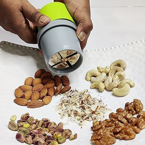 Qawvler Dry Fruit Cutter, Butter Slicer, Grinder for Kitchen 3 in 1 Stainless Steel Blades, Manual Grinder Multicolor (Pack of 1) Color - Multicolor