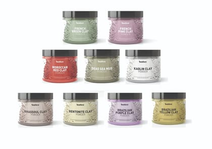 French green-French-pink-Rhassoul-Kaolin-Brazilian purple-Brazilian yellow-Bentonite-Dead-sea-mud-Moroccan-clay(Combo-9 pack)