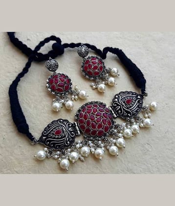 Samridhi DC Silver Alloy Necklace Set ( Pack of 1 )