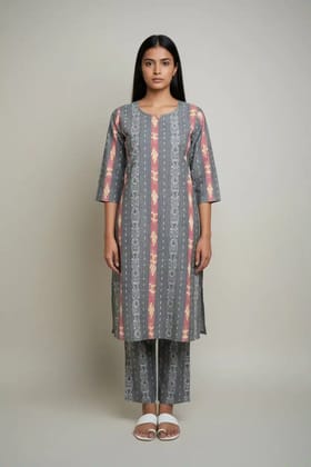 Sambalpuri Ikat Ornate Charcoal Grey-Odisha Handloom Kurti Sambalpuri Ikat Ornate Charcoal Grey-Odisha Handloom Kurti