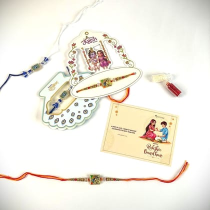 Online Rakhi Gift for Brother & Sister | Evil Eye Krishna Rakhi Set