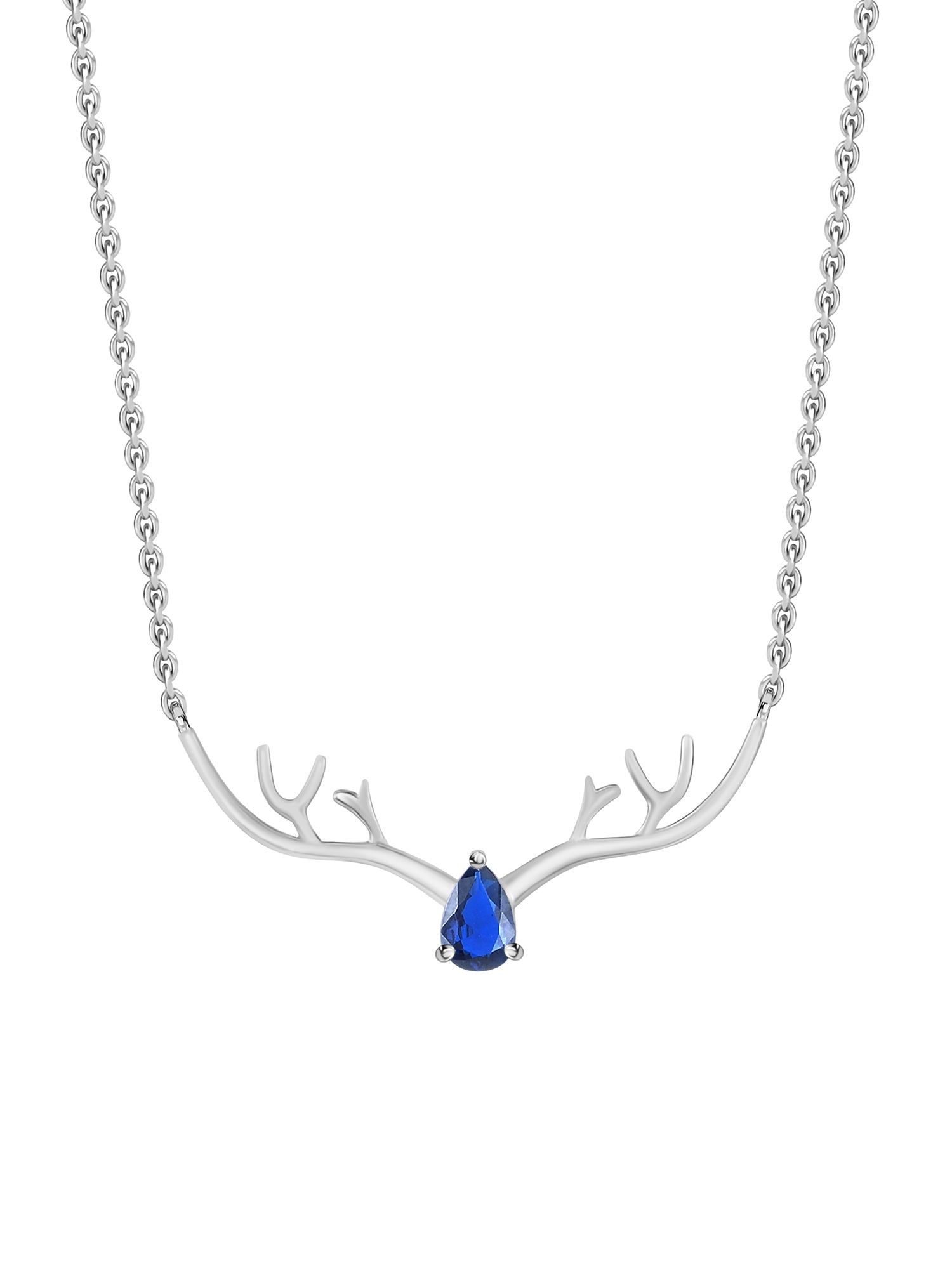 Ornate Jewels Blue Sapphire Deer Necklace For Women