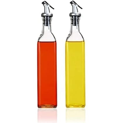 Glass Oil Dispenser With Funnel | 500 ML | Airtight Square Glass Bottle For Kitchen Olive Oil, Vinegar, Cooking Oil, Soy Sauce And Other Liquids | Pack of 2 | Glass Oil Dispenser With Funnel | 500 ML | Airtight Square Glass Bottle For Kitchen Olive Oil, Vinegar, Cooking Oil, Soy Sauce And Other Liquids | Pack of 2 |