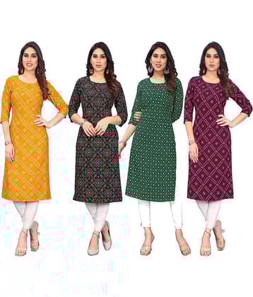 KETAKI FASHION Crepe Printed Straight Women's Kurti - Multicolor ( Pack of 4 )