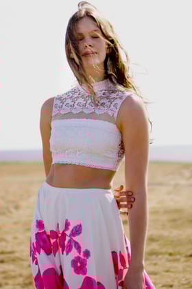 LACE CROP TOP-XXL / White