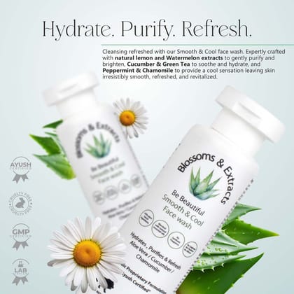 Blossoms & Extracts Be Beautiful Smooth & Cool Face Wash With Aloe Vera, Cucumber & Chamomile